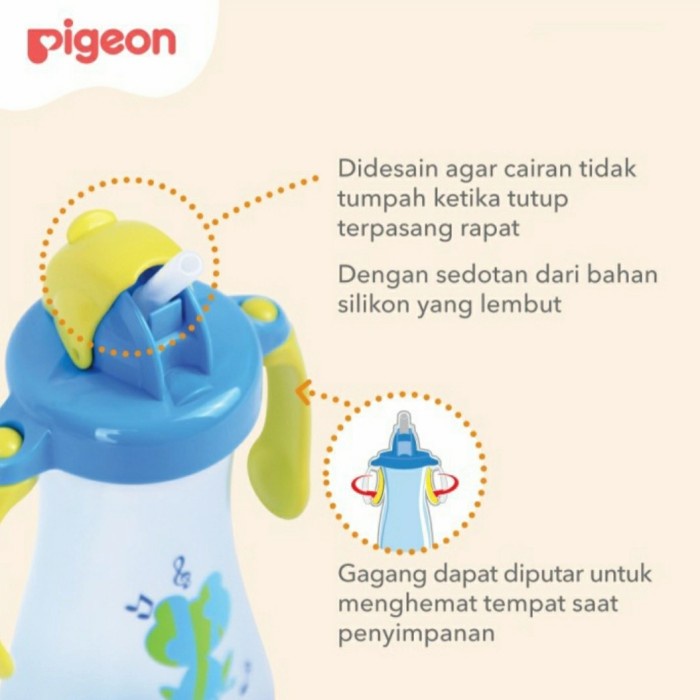 PIGEON Tall Straw Bottle 300ml Botol Minum Anak Botol Sedotan