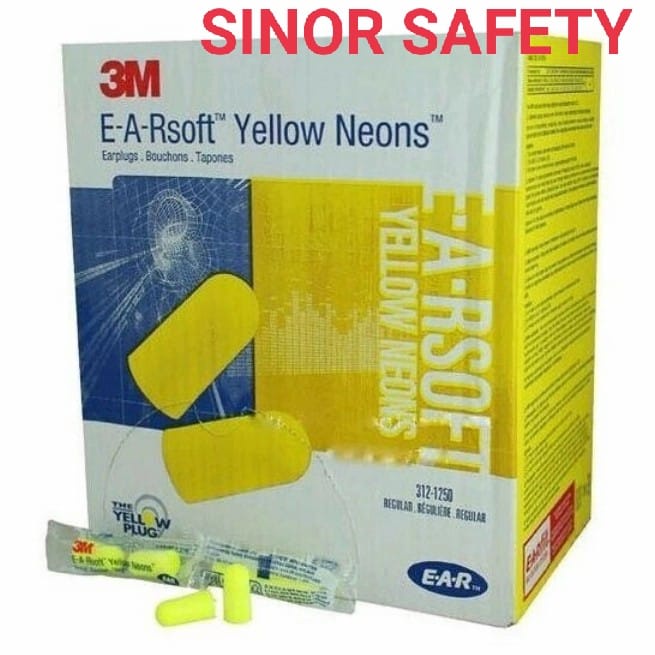 Earplug 3M E-A-Rsoft Yellow Penyumbat Telinga Saat Kerja dan Tidur SEPASANG KIRI DAN KANAN