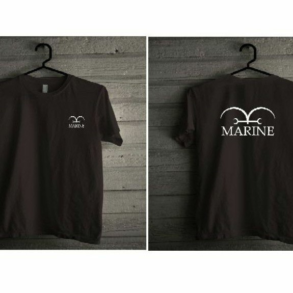 Kaos anime one piece marine logo depan belakang