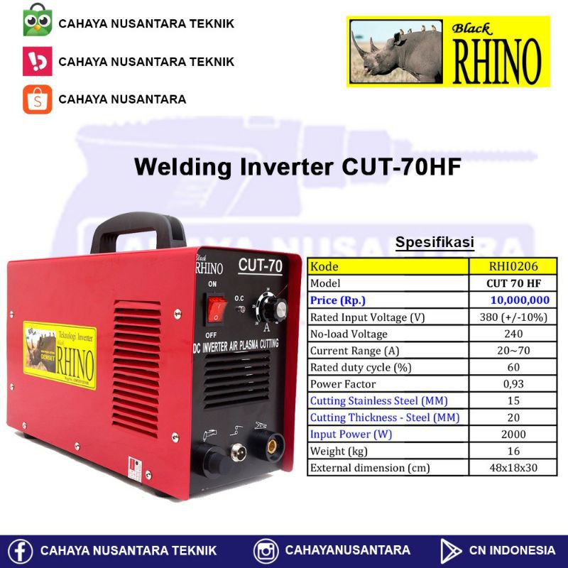 Mesin Potong Plasma RHINO CUT 70 1 - 3 Phase - Plasma Cutting RHINO CUT 70