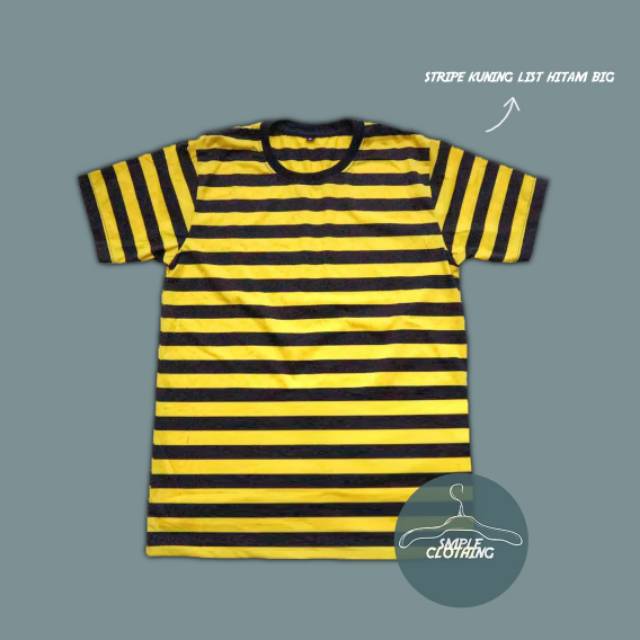 BAJU BELANG - BAJU SALUR - KAOS POLOS - KAOS STRIPE - BAJU POLOS - BAJU STRIPE KUNING LIST HITAM BIG