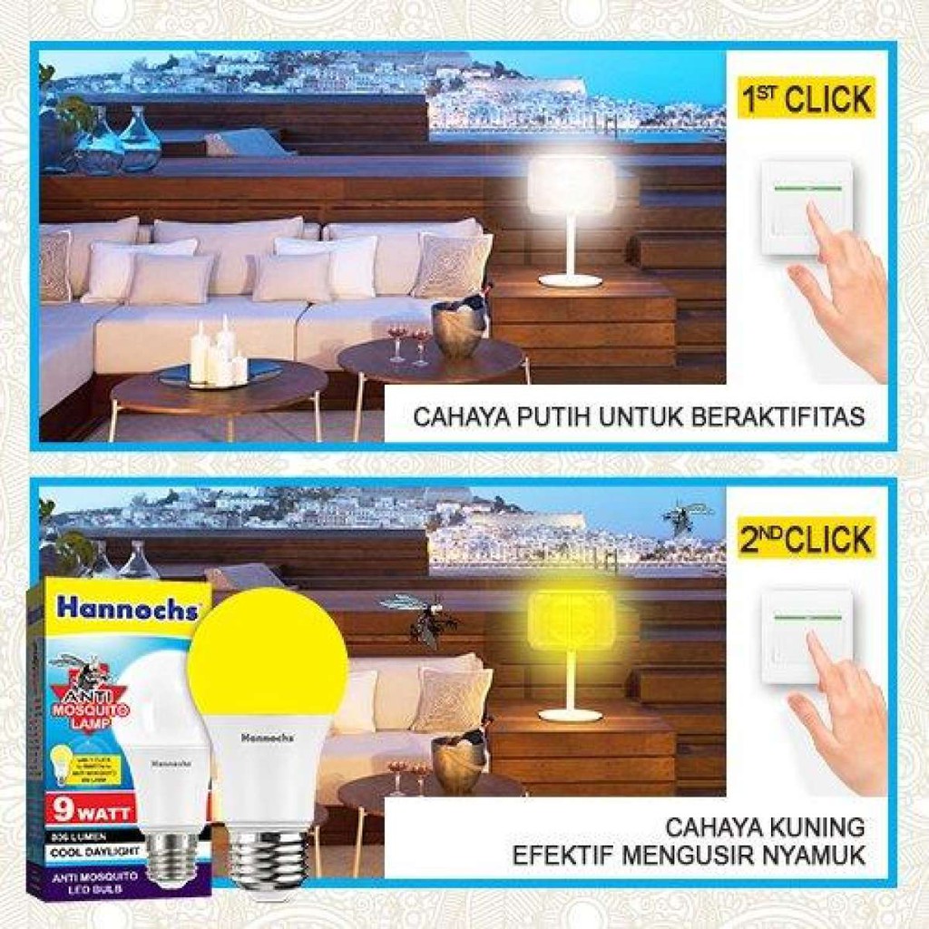 Hannochs - Bola Lampu LED Anti Nyamuk - 9 watt - 2 pilihan Kegunaan