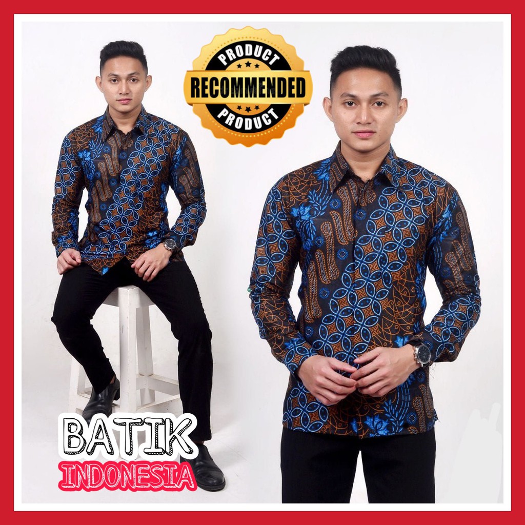 Kemeja Batik Baju Pria Pekalongan Lengan Panjang Model Desain Modern Terbaru Murah 07