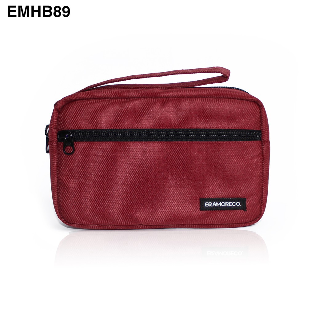 clutch pria unisex hand bag mini - merah marun EMHB89