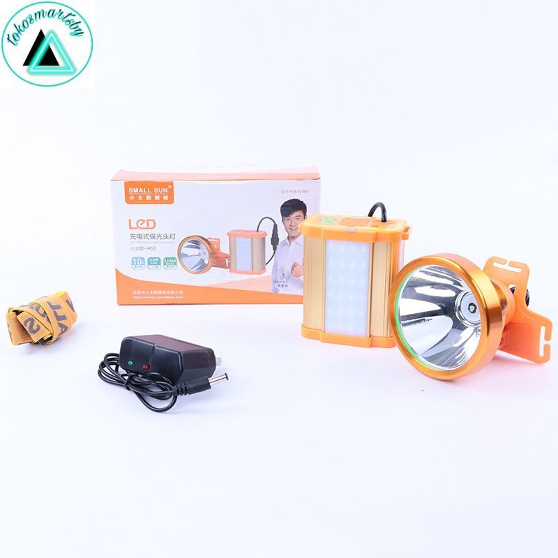 Senter Kepala H-49/ H-52 / 50 Watt + 30 Watt Head Lamp + Aki Power Bank,Nyala KUNING Atau Putih