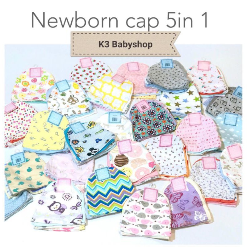Topi Bayi 5in1 newborn infant caps kupluk bayi just to you