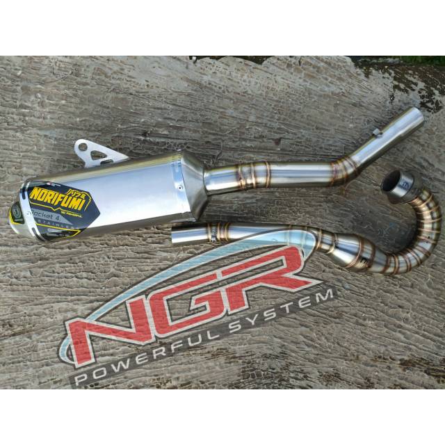 Knalpot NORIFUMI ROCKET LEHER FULL STAINLES KLX, CRF, DTRACKER, TRIL( SCORPIO, MEGAPRO, TIGER)