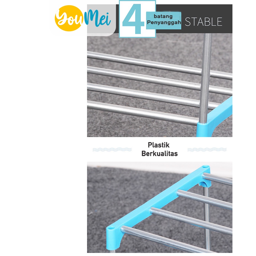 Rak Sepatu Multi Lapisan Sederhana Stainless Steel Merakit Rak Penyimpanan Lemari Sepatu - 1083