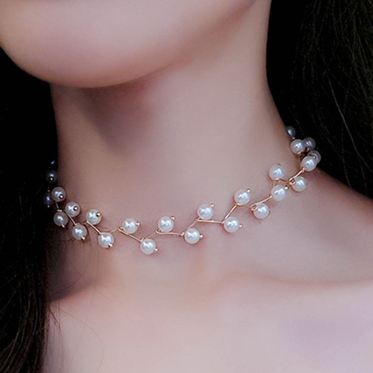 Choker Wanita Gothic Pearl Black Model Korea Imut Lucu Cantik