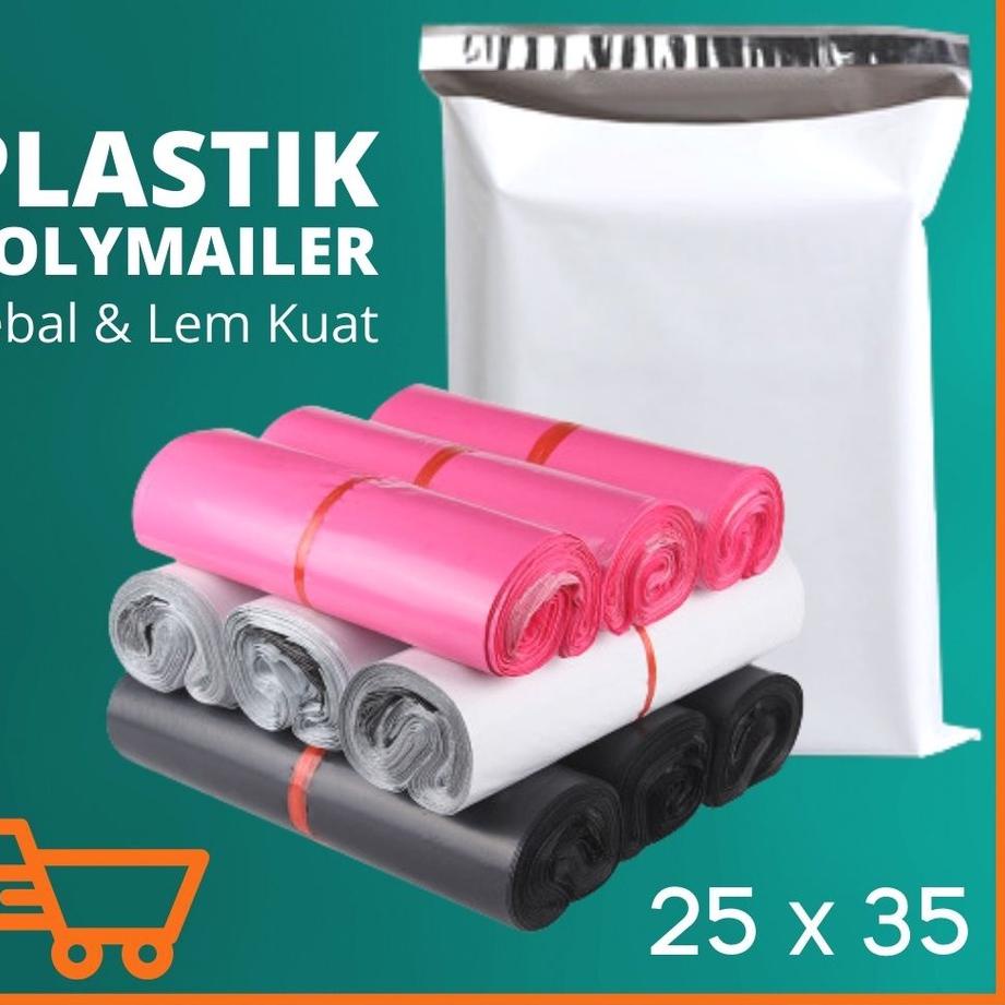 

➭ ISI 100 lembar 25x35 PLASTIK ONLINE SHOP + LEM / POLYMAILER TEBAL (GROSIR) ♦