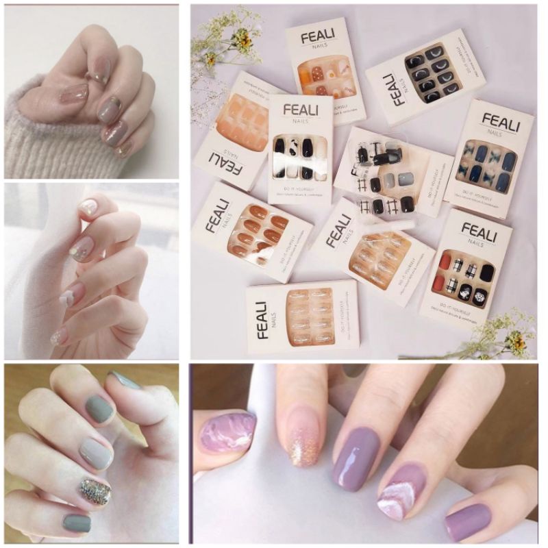 Set Kuku Palsu 24 Pcs Gratis Lem Fake Nail Art Tahan Air