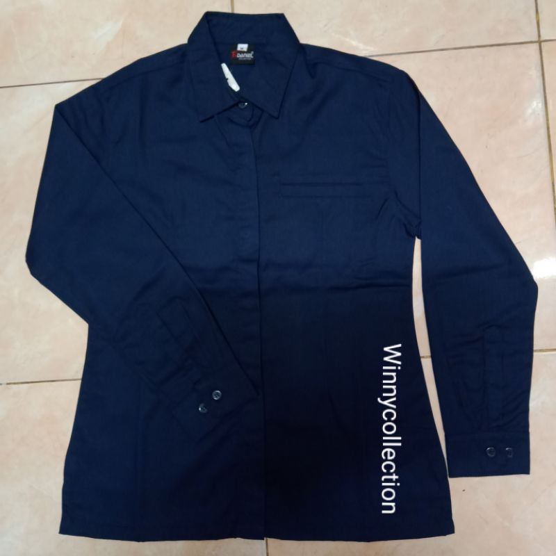 Kemeja seragam kerja drill, baju kantor, kemeja kantor, PDH wanita, seragam pangkat wanita