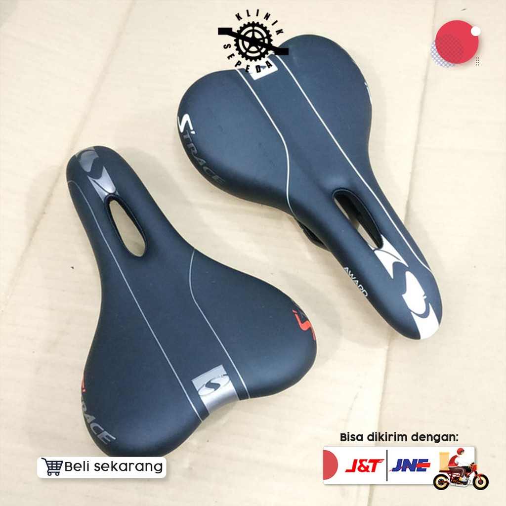 SADEL MTB FIXI BALAP STRACE MERAH PUTIH ABU Komponen Sepeda Perlengkapan Sepeda - New