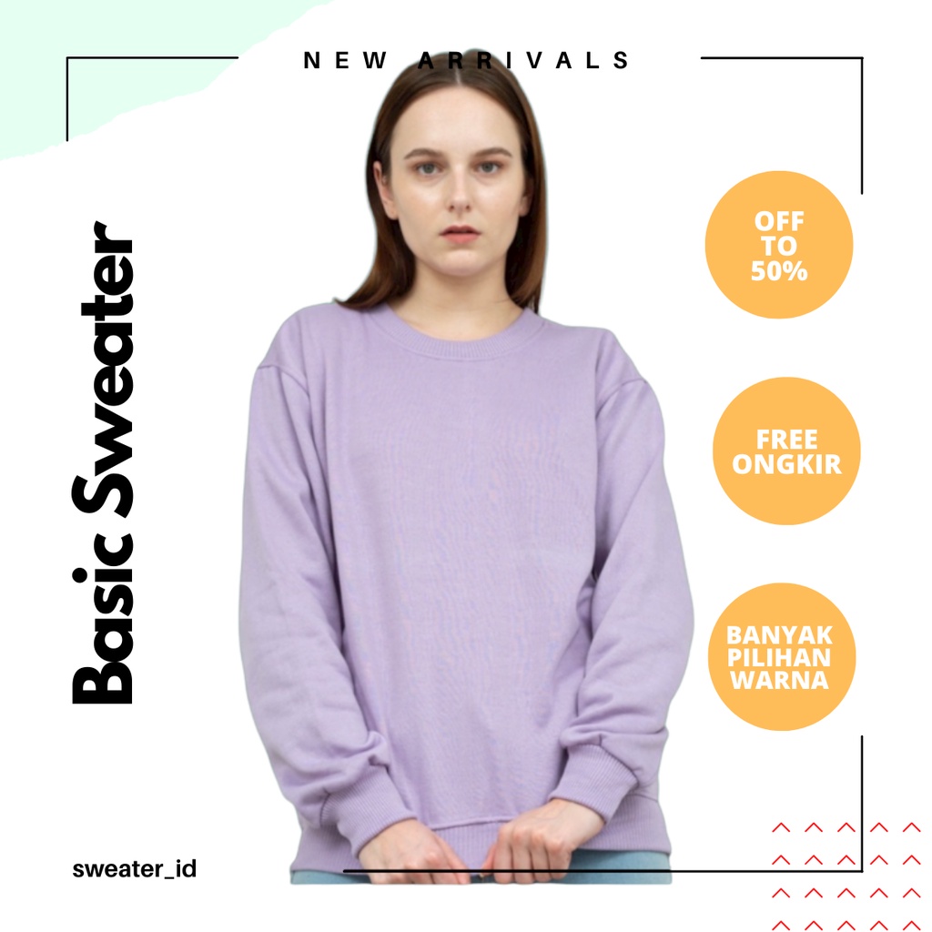 SWEATER_ID Basic Sweater Crewneck Polos Pria Wanita Termurah Gramasi 240