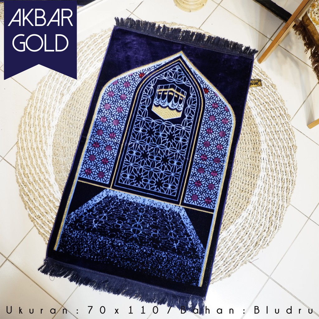 Sajadah Turki Premium super spiegel AKBAR GOLD ,Bulu halus jahitan rapi uk 70 x 110