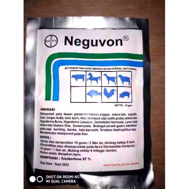 BAYER NEGUVON Obat Pembasmi Parasit Kutu Nyamuk Lalat Tungau Serangga pada Hewan Ternak Sapi Kerbau 
