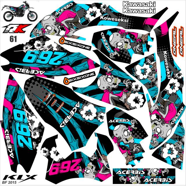 DECAL STICKER/STRIPING MOTOR KLX BF 2015.