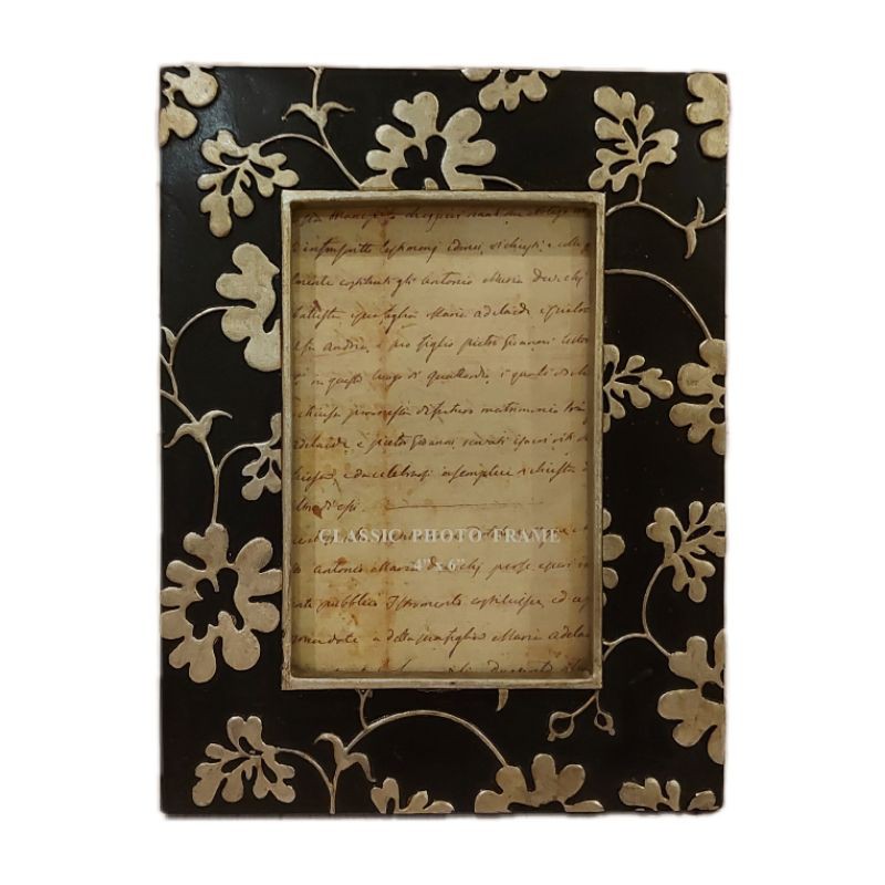 CLASSIC PHOTO FRAME HITAM BUNGA 17x21.5x2 cm
