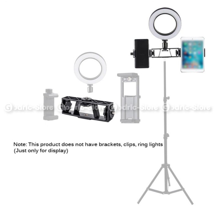 3 Triple Thread Adapter Bracket Extension 1/4 Extra Holder HP / MIC di Tripod Ring Light Vlog