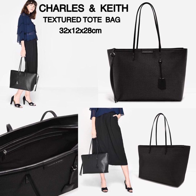 charles and keith textured tote bag