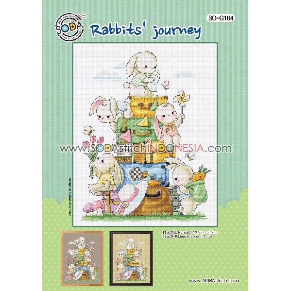 Paket DIY Craft Sulam Kristik Strimin Cross Stitch Sodastitch SO-G164 Rabbits Journey Kelinci Bunny