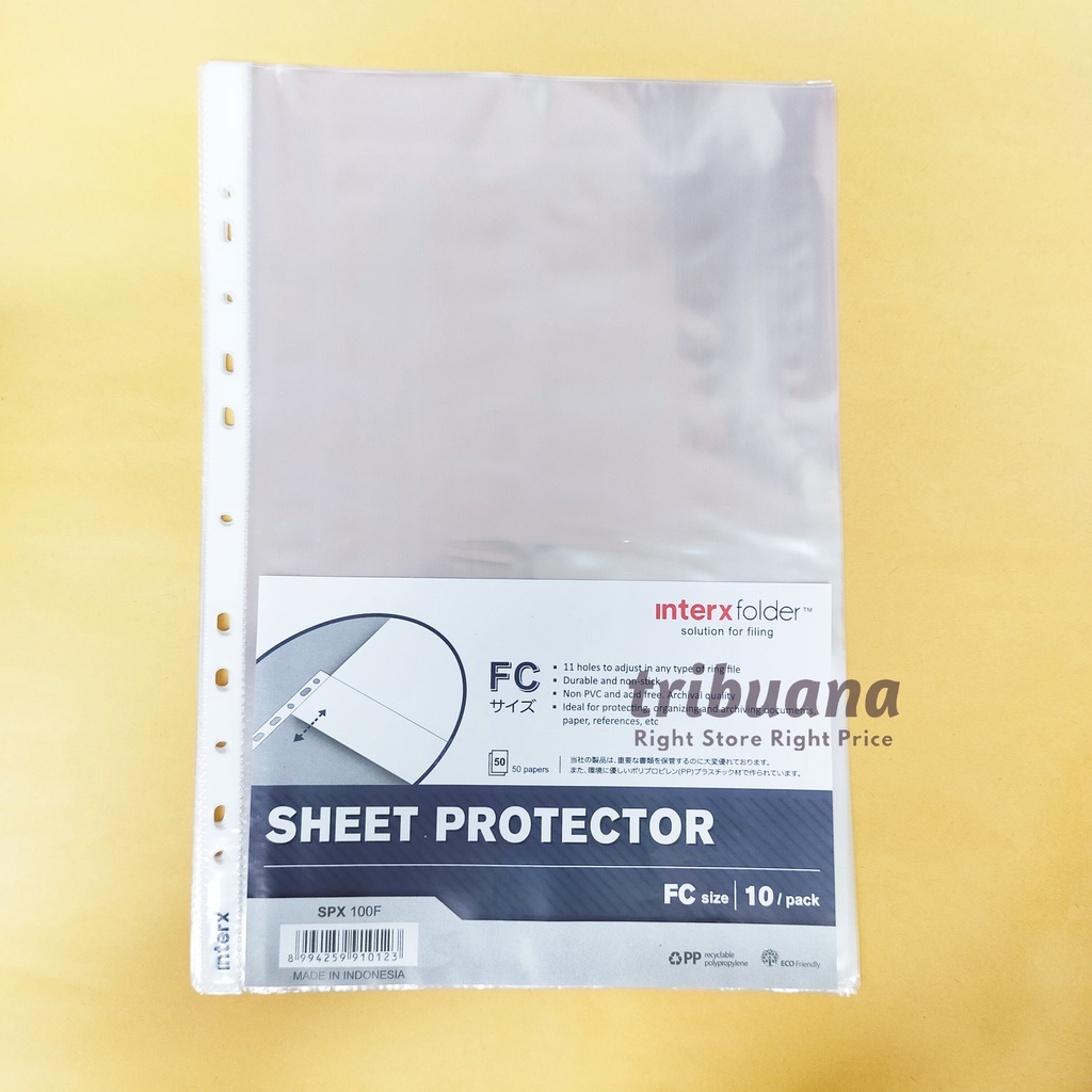 

PP Pocket/Sheet Protector F4 (Folio) 1pak/10lembar