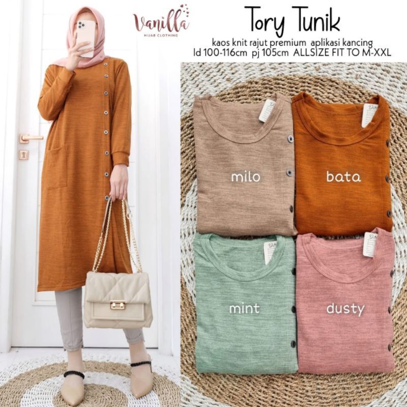 Tory Tunik - Tunik Kaos Knit Rajut LD100+ / Kantong depan / R.28 - 271