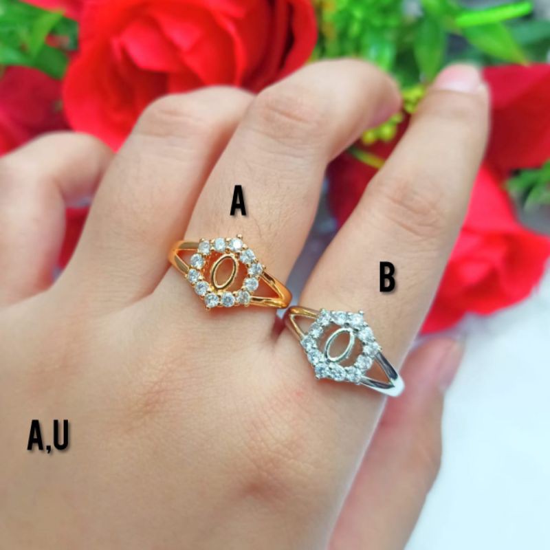 PERHIASAN WANITA CINCIN TITANIUM ANTI KARAT MOTIF PILIHAN LAPIS EMAS 24 K