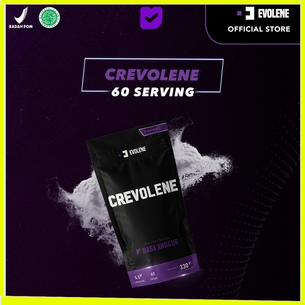 

Evolene Crevolene 330gr/60x serving Surplus kalori pre-workout BPOM HALAL EVOLINE EVOLIN EVOLEN