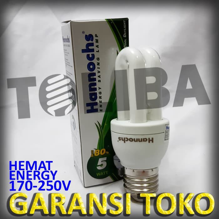 lampu hannochs plc jari 2u 5 watt 5watt 5 w 5w putih sni hemat energi