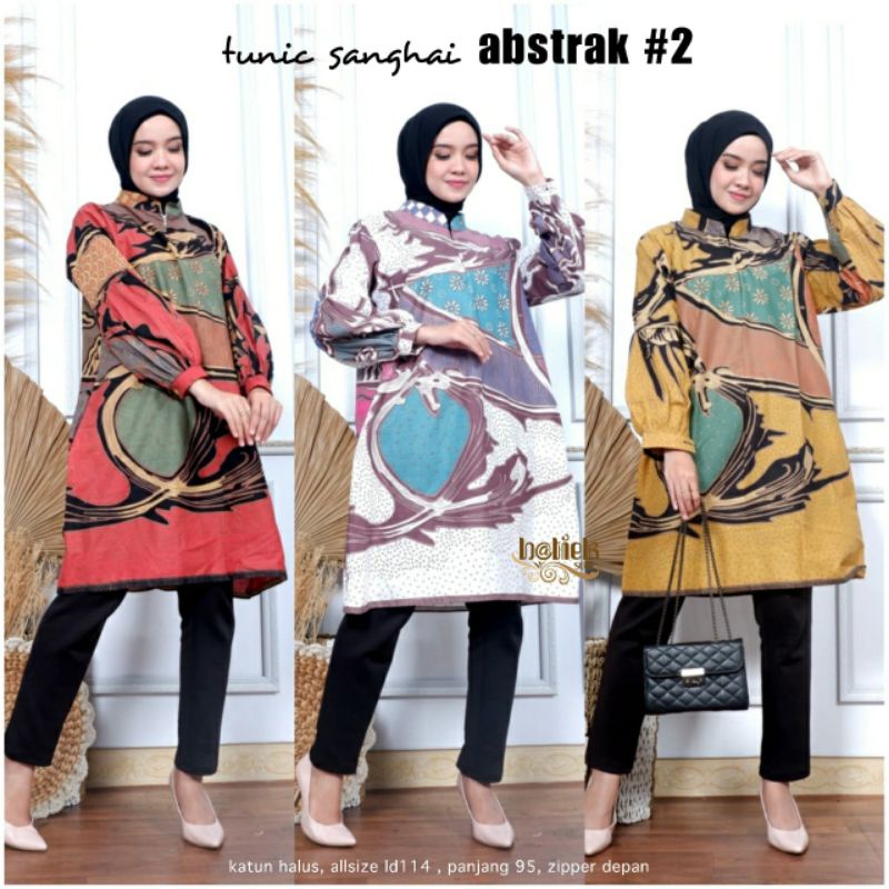 Premium Series Tunik Sanghai Aurellie Jumbo Busui Dress Batik Soloan Muslim Modern Super Duper Canti