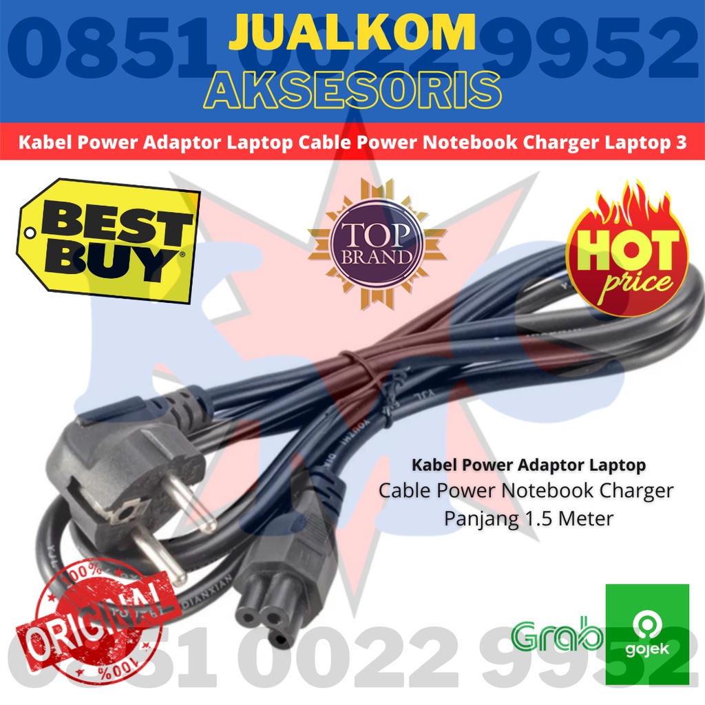 Kabel Power Adaptor Laptop Cable Power Notebook Charger Laptop 3