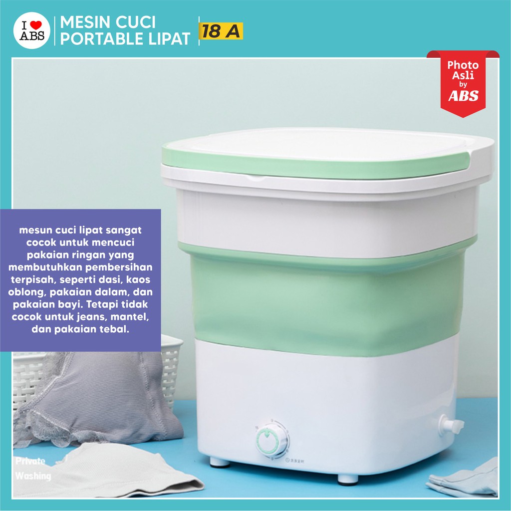 ABS MESIN CUCI PORTABLE MESIN CUCI LIPAT MINI FOLDING WASHING MACHINE  KAPASITAS 2,8kg-1