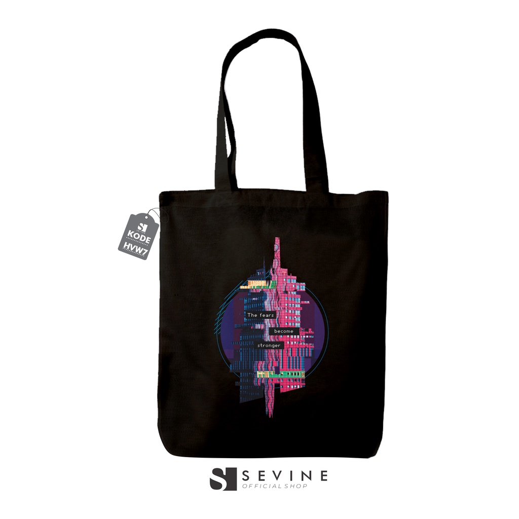 Sevine Totebag Fashion Tas Tote Bag Hitam Resleting Pria Wanita Laptop Kuliah Retro Vaporwave - HVW7