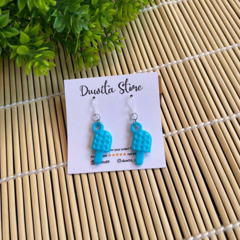 HANDMADE ANTING ANAK/DEWASA KAITAN PLASTIK MOTIF ES KRIM