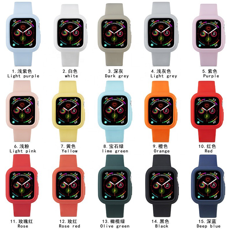 FULL SET SOFT case dan STRAP APLLE WATCH SERI SE / 6 / 5 / 4 (40mm 44mm) / 3 / 2 (38mm 42mm) RUBBER / TPU