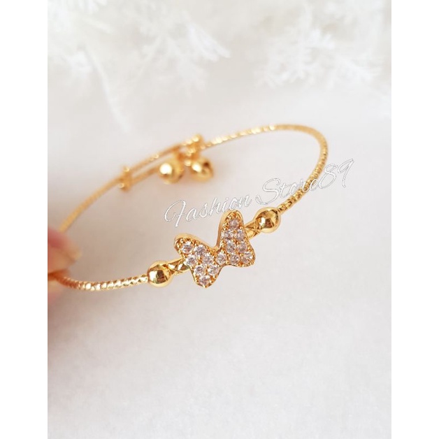 New Gelang Bangle Pita Permata cantik Impor Perhiasan Yaxiya Lapis emas Gelang Bangle Free Size Lapis emas impor