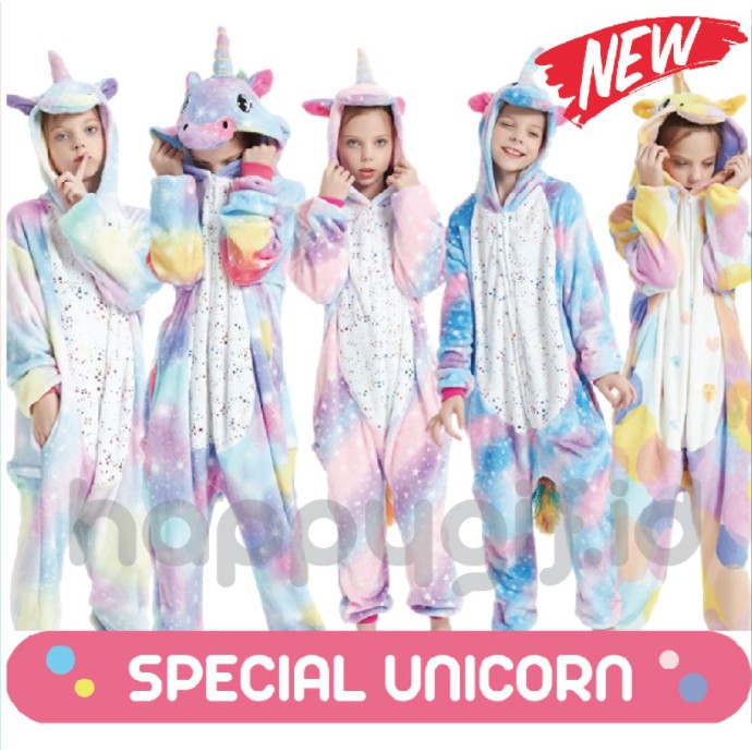 KOSTUM UNICORN SPECIAL ONESIE PIYAMA ANAK KID NEW ES KRIM ICE CREAM