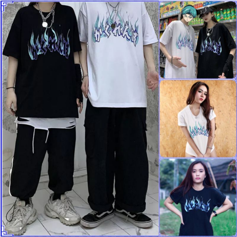 Erfashion - Kaos Oversize Hip Hop Harajuku Korea Style | Kaos Longgar Distro Lengan Pendek | Kaos Ju