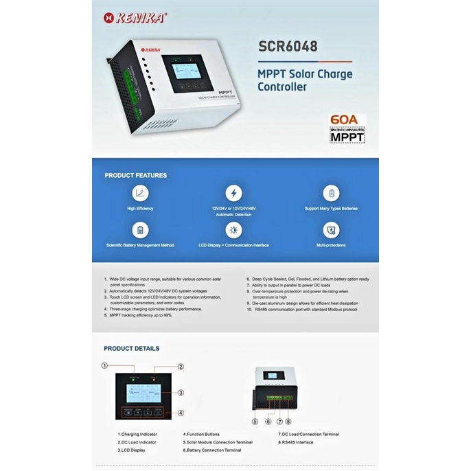 Kenika Scr 6048 Solar Charge Controler Scc Mppt 12 24 36 48 60 A