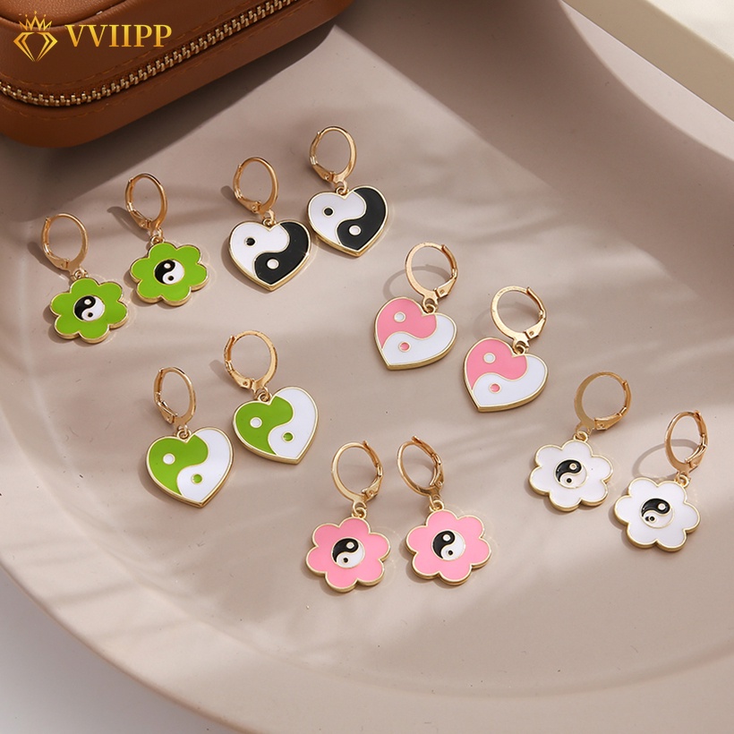 Anting Liontin Love Bahan Alloy Gaya Korea Untuk Wanita