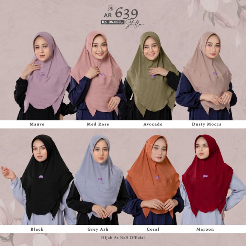 Arrafi Hijab Kode Ar 639 | Kerudung Jilbab Bergo Pet Antem Variasi Plisket Original Arrafi