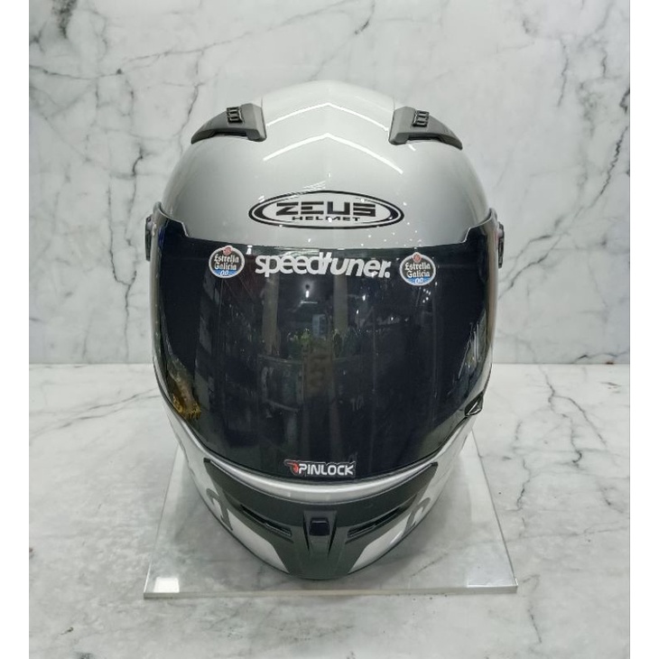 HELM ZEUS 813 SOLID SILVER - FAKET GANTENG LEOPARD - SPOILER 2D-2