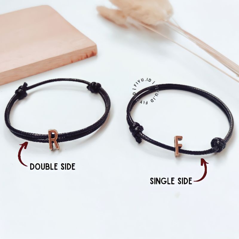 (A-N) GELANG INISIAL HURUF BRONZE / GELANG TALI CHARM HURUF ( HARGA 1 GELANG )