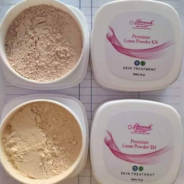 Marwah Skincare Premium Loose Powder Daily Bedak Tabur Ringan Untuk Kulit Wajah Normal Kering Berjerawat Original BPOM