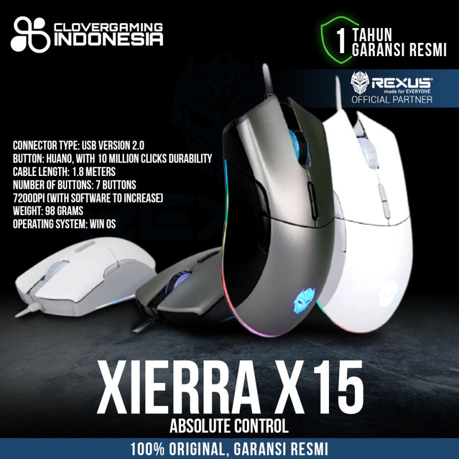 Rexus Xierra X15 RGB Macro Gaming Mouse X 15 / X-15 / Rexus Xierra X15