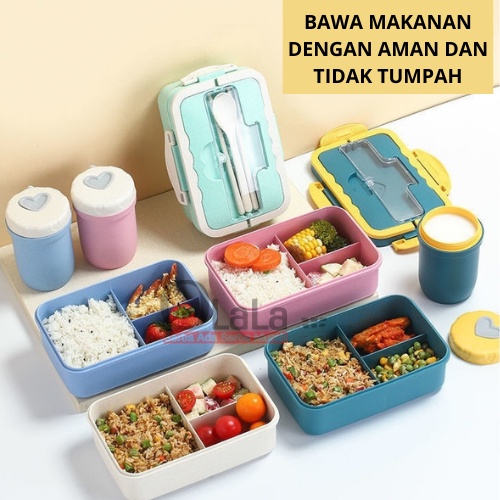 Lunch Box Set Kotak Bekal Makan Wheat Straw 4 in 1 CH-4261