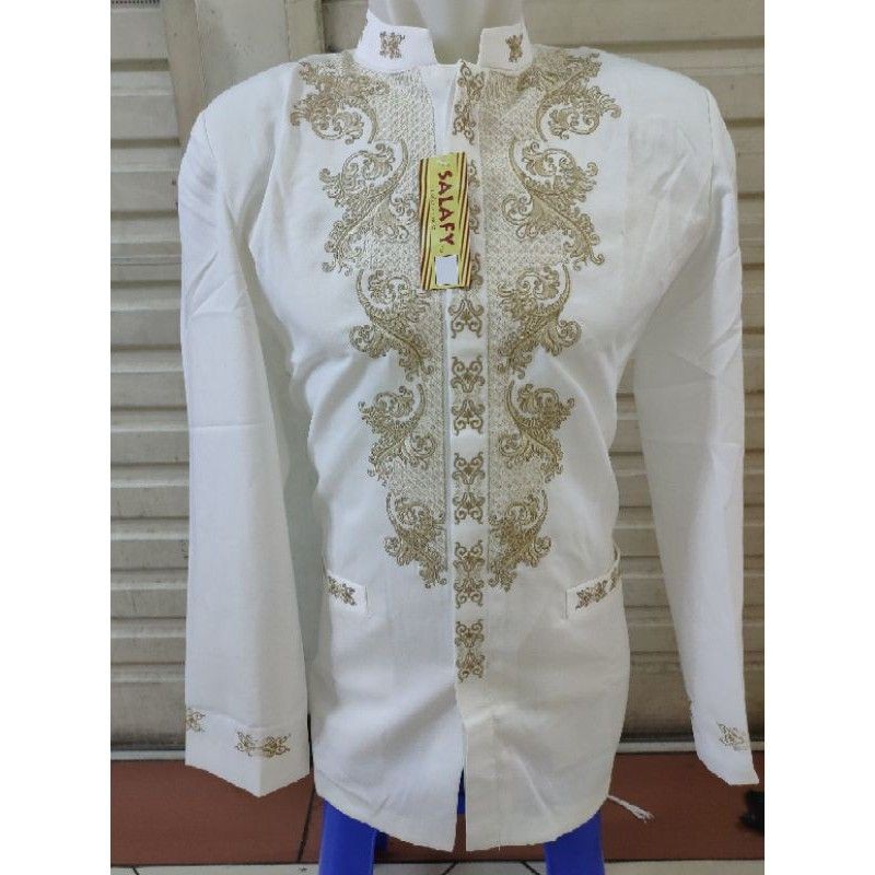 JASKO SALAFY BORDIRAN GOLD// Jasko / Jas Koko Salafy / Jasko Bordir / Jasko Putih Baju Koko Fashion