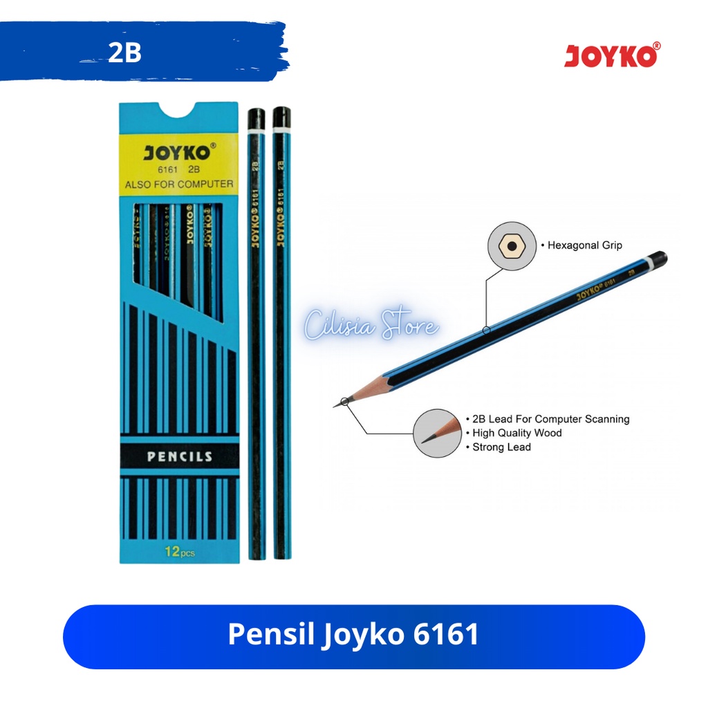 

Pensil 2B Joyko 6161 / Pensil Kayu / Pencil / 2B / BOX ISI 12 Pcs