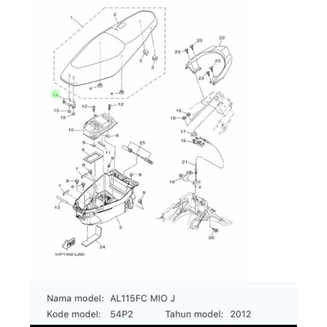 HINGE SEAT ENGSEL JOK DEPAN MIO J MIO GT  SOUL GT 115 XRIDE 115 FINO FI 115  FINO 125 ASLI ORI YAMAHA 54P F4726 00